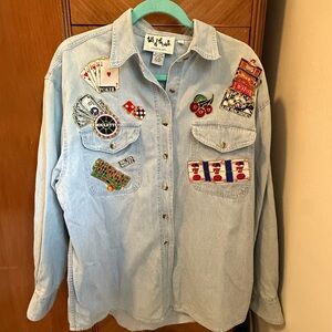 Vintage Denim Shirt with Casino Patches talk of the walk